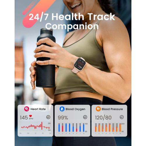 Smart Watch for Women Men Fitness: Smart Watch for iPhone&Android Bluetooth Call with SpO2 Sleep Heart Rate Monitor,IP68,Fitness Tracker with 120 Sport,Reloj Inteligente 30 Day Battery Life, 2 Bands