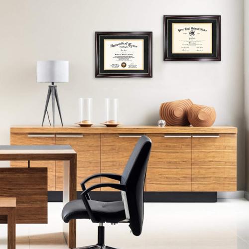 GraduationMall Size  8.5x11 Diploma Frame with Black over Gold Mat or Display 11x14 Document without Mat, UV Protection Acrylic, Mahogany with Gold Beads