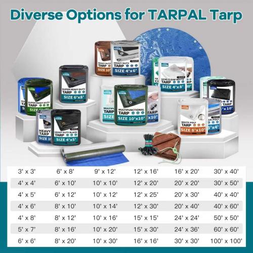 TARPAL Size  6x100 Feet Tarp Roll 5mil Waterproof Tarps polyethylene Multipurpose Tarp Cover Dustproof, Tear Resistant for Decoration, Painting, Home use（Green/Blue）