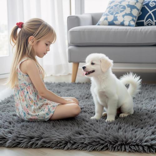 8x10 Area Rugs for Living Room Bedroom Rug, Large Area Rug Shag Shaggy Carpet Soft Plush Furry Bedside, Rugs for Home Decor (Dark Grey, 8x10 Feet)
