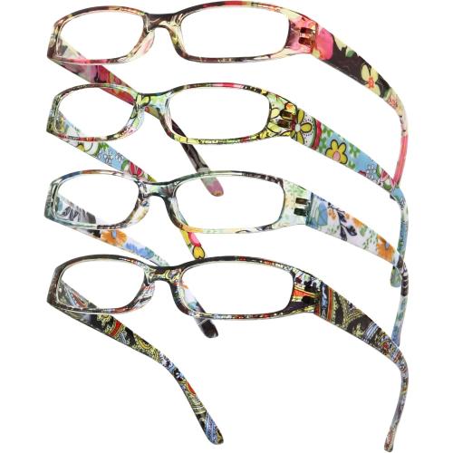 Gaoye 4-Pack Readers for Women, Blue Light Blocking Reading Glasses, Stylish Reading Glasses for Women in 4 Patterns