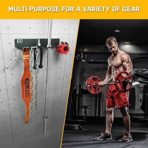 Double Circle Gym Equipment Storage Rack - Multi Purpose Gym Equipment Wall Rack Hanger for Pro Home Gym Storage for Exercise Bands, Barbell Bar, Jump Ropes, Chains, Lifting Belts (17 - Hooks)