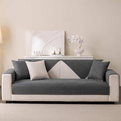 Solid Couch Cover Washable, Non Slip Sectional Sofa Covers for 3 Cushion Couch Sofa  Slipcover for Pets, Furniture Protector 1 pc
