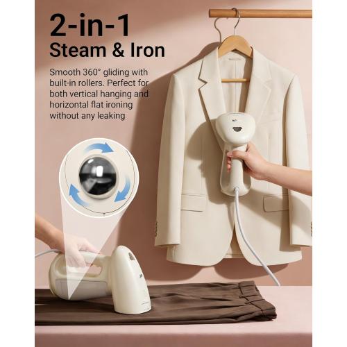 Bear Steamer for Clothes, Handheld Clothes Steamer,1300W Strong Power Garment Steamer with 230ml Tank,Fast Heat-up, Auto-Off, Steam Iron Fabric Wrinkle Remover with Brush for Home and Travel