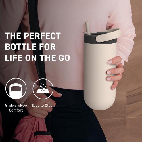 Asobu Orbit 30oz/900ml Water Bottle, Sleek Insulated Bottle with Pop-Up Lid and Carry Handle, Perfect for Iced Coffee, Travel, and Stylish Hydration