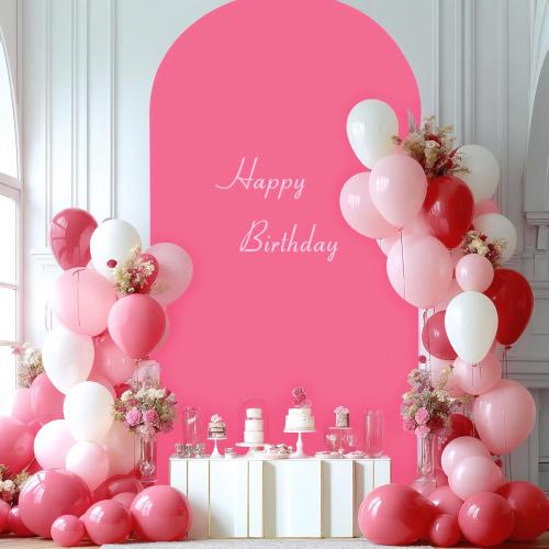 Hot Pink Arch Cover, 6FT Spandex Fitted Wedding Arch Stand Covers Round Top Chiara Backdrop Cover for Birthday Party Ceremony Banquet Decoration