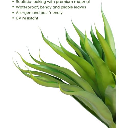 Velener Outdoor Fake Agave Artificial Plant, Unpotted Fake Plant for Room Decor, UV Resistant Faux Agave Plant for Outdoor/Indoor Decor, 22 inches, 2 Pack(43 Leaves)