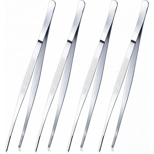 Yaomiao 4 Packs 12 Inch Cooking Tweezers Bar Kitchen Tongs, Silver