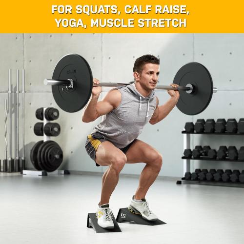 Double Circle Squat Wedge - Professional Ramp for Weightlifting and Fitness - Platform for Heel Elevated Squats and Calf Raises - Heavy-Duty Anti-Slip Blocks