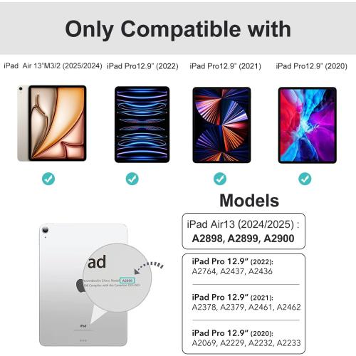 Case for iPad Air 13 inch 2024/2025/2026 M4/M3/2,Slim Smart Cover for 2022 iPad Pro 12.9 inch (4/5/6th Gen) with Pencil Holder,Trifold Stand with Clear Back Shell,Sakura Pink