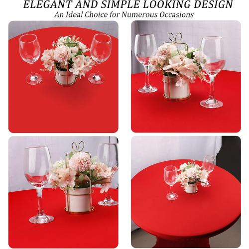 4 Pack Spandex Stretch Tablecloth - 32x43 Inch Square Corners, Fitted High Top Table Cloth for Cocktail, Bar, Weddings, Birthday, Banquet, Outdoor Party (Red)