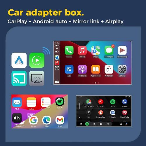 4-in-1 Screen Mirroring Wireless CarPlay Adapter,2026 Upgraded for Wireless Apple CarPlay/Android auto/AirPlay/MirrorLink Adapter,Mini USB Design with Type-C Extension,Fast Auto-Connect,Plug & Play
