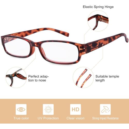 EYEGUARD Readers 4 Pack of Thin and Elegant Womens Reading Glasses with Beautiful Patterns for Ladies 2.50