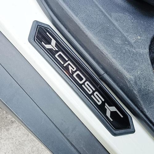Stainless Car Door Sill Protector Kick Plate Entry Guard Kit for Toyota Corolla Cross 2025 Accessory (Black Cross Text)