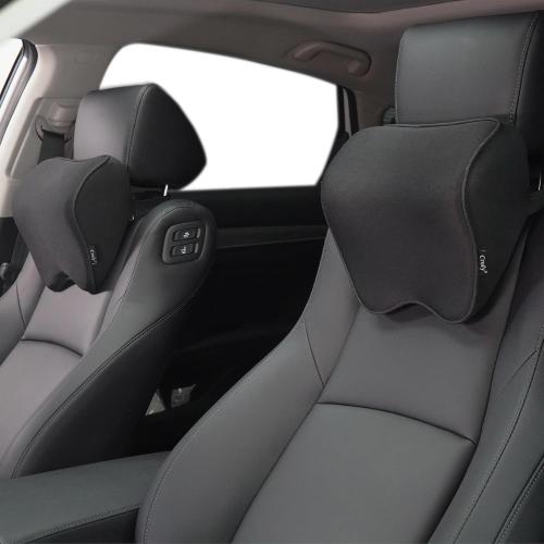 Crofy 2-Pack Car Neck Pillow, Softness Car Headrest Pillow for Driving with Adjustable Strap, 100% Memory Foam and Breathable Removable Cover, Comfortable Ergonomic Design, 4.7 Inches Thick