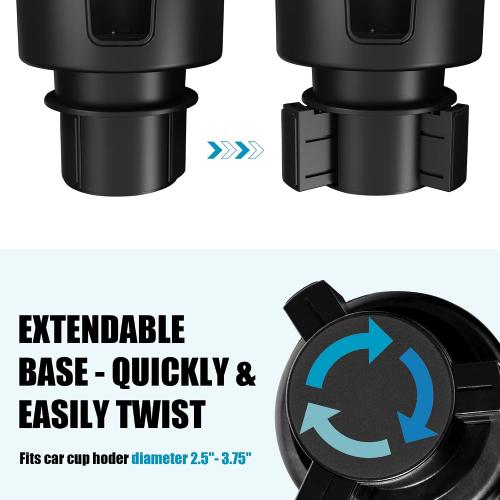 Upgraded Car Cup Holder Expander Adapter with Offset Adjustable Base, Compatible with Yeti 14/24/36/46oz Ramblers, Hydro Flasks 32/40oz, Other Large Bottles Mugs in 3.5-4.0, 2 Pack