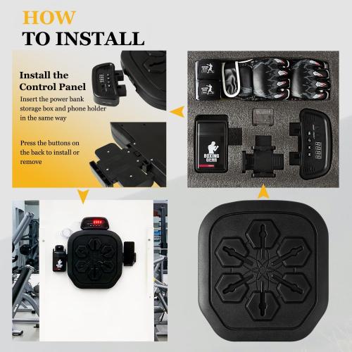 Smart Music Boxing Machine, Bluetooth Boxing Punching Game, Musical Workout Equipment, Wall Mount Home Trainning Boxing Target for Adult Kids with Storages, Gloves, Wristband