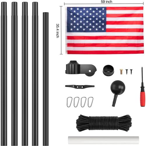 Panta Flag Pole for Outside In Ground, 20FT Sectional Flag Pole Kit, Extra Thick 14 Gauge Heavy Duty Aluminum Flagpole, Outdoor Flag Poles with 3x5 American Flag for Yard, Residential or Commercial