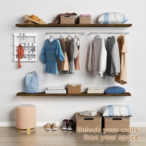 Forbena 36 Inch Floating Shelves for Wall Long Set of 3, Large Deep Wall Shelves for Bedroom Living Room Decor, Rustic Wood Floating Shelf for Kitchen Closet Office TV Plants Books (Dark Brown)