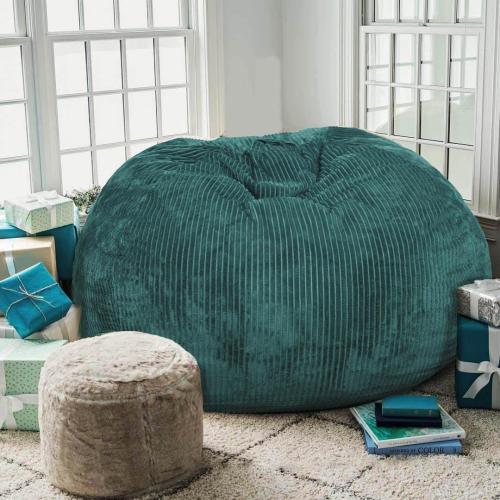 Classic Bean Bag Chair, with Faux Fur Cover for Teens and Kids, Memory Foam Bean Bag Chairs, Ultra Soft Faux Fur Fabric, Round Fluffy Bean Bag Sofa