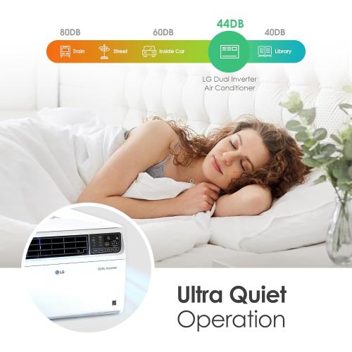 LG 23,500 BTU Dual Inverter Smart Window Air Conditioner, 230V, Air Conditioner Cools Rooms up to 1,440 Sq. Ft., Ultra Quiet Operation, with LG ThinQ, Amazon Alexa & Hey Google, White