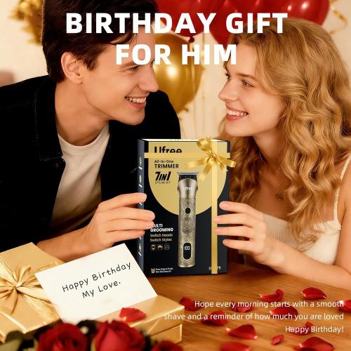 Ufree Beard Trimmer for Men, Electric Razor Shaver, Cordless Hair Clipper Shaving Kit for Mustache Body Nose Ear Hair Facial, Adjustable Beard Grooming Kit Birthday Gifts for Men