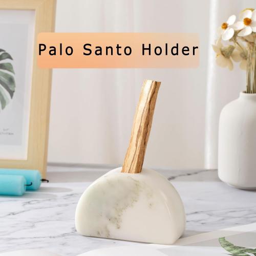 Set of 2 Candle Holder, Natural Marble Candle Stick Holder, Heavy Candlestick Holders - Semi-Circular Modern Home Decor(2White)