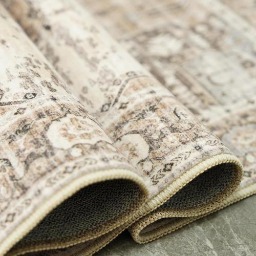 RUUGME Washable 12x18 Area Rug - Large Vintage Rugs with Non Slip Backing Ultra-Soft Stain Resistant Carpet for Bedroom Dining Room Indoor Low Pile Carpets Home Decor Mat 12x18 Beige