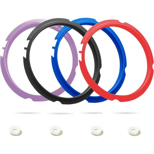 4 Pack 3 Qt Sealing Ring for Instant pot Replacement Silicone Gasket Seal Rings with 4 Colors with 4 Float Valve Seal Gasket, Fits Mini 3, Duo/Plus 3, Ultra 3, Lux 3, Nova 3 Quart