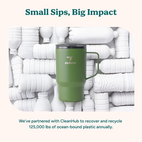 REDUCE 18 oz Hot1 Stainless Steel Insulated Mug with Temperature Adjusting Lid - Dual-Wall Vacuum, Cupholder Friendly - Keeps Drinks Hot for 6 Hours - Ideal for Coffee, Tea & Other - Pink Salt