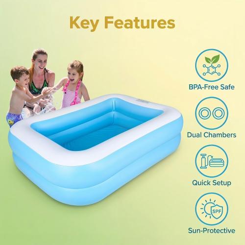 Inflatable Kiddie Pool, 128x85x45cm (50x33x18in) ,Thickened PVC Kids Blow Up Swimming Pool for Babies Toddlers, Wading Pool Indoor Outdoor Garden Backyard Summer Water Party Play Center