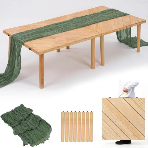 Low Picnic Table Portable, 60 X 30 Boho Picnic Table with Table Runner for Indoor,Outdoor,Camping, Wedding, Beach, Garden, Party(Large Size for 6-8)