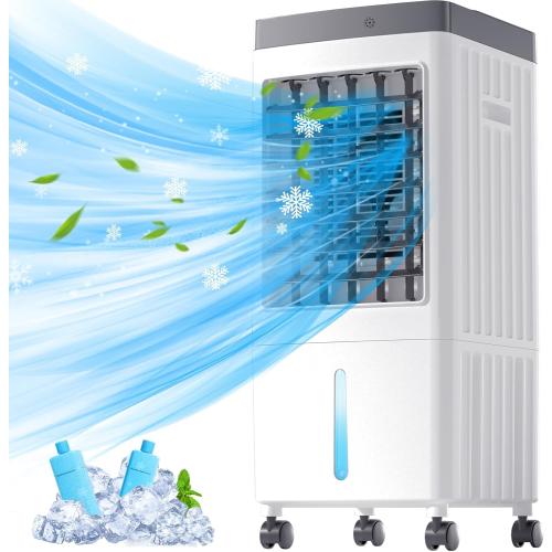 Portable Air Conditioners, Evaporative Air Cooler [40Hrs Lasting], Portable ac Unit w/ 2 Gal Water Tank & 3 Speeds, Personal Air Cooler with Remote, Fast Cooling Windowless Air Conditioner for Room