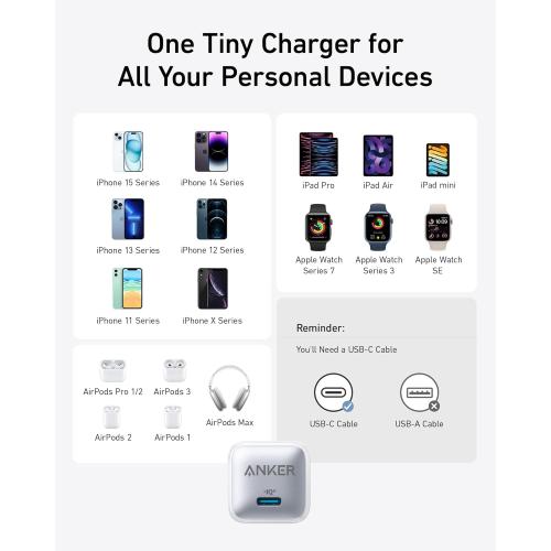 Anker USB C Charger Block 20W (Nano Pro), PIQ 3.0 Compact Fast Charger for iPhone 17/16/15/14/13 Series, Galaxy, Pixel 4/3, iPad (Cable Not Included)