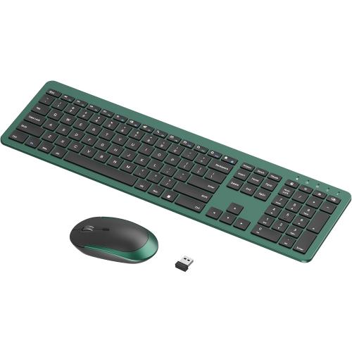 seenda Rechargeable Wireless Keyboard and Mouse Combo, Dark Green
