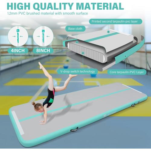 AKSPORT Gymnastics Air Mat Tumble Track Tumbling Mat Inflatable Floor Mats with Air Pump for Home Use/Tumble/Gym/Training/Cheerleading/Parkour/Beach/Park/Water