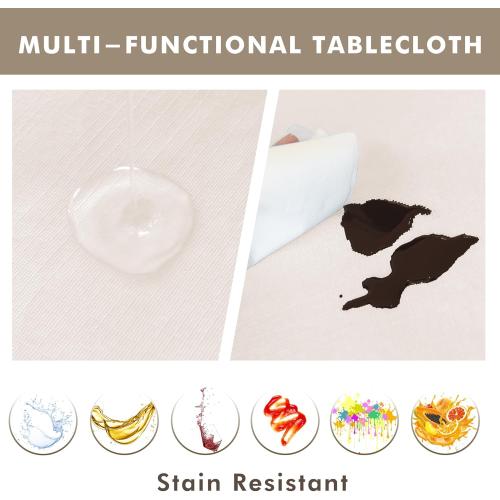 Nasitos 2 Pack Vinyl Tablecloth Rectangle 60x120 Inch-Beige Tablecloth Wrinkle Resistant Waterproof Oil-Proof Flannel Backed Tablecloth, Wipeable Plastic Table Cover for Dinner, Kitchen, Outdoor