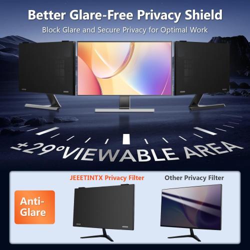 Magnetic Computer Privacy Screen Filter 27 Inch for Frameless Monitor Thin Bezel 16:9 Widescreen, Hanging Removable Anti Glare Blue Light Privacy Filter Protector Eye Care