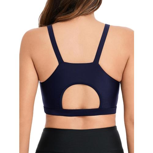 Women XL Blue Swim Bra Crop Sports Bra for Under Swim Shirt Racerback Swimsuit Bikini Tops Built in Bra Bathing Suit Tops Only