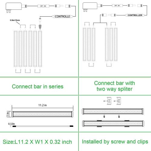 AIBOO LED Under Counter Light Rigid Bar Kit, Plug in Corded Under Cabinet Lighting with 12V LED Dimmable Switch for Counter Shelf Showcase Display Lighting (6 Panels,Warm White)