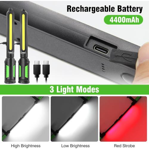 SYLSTAR Work Light for Mechanic, 2400LM LED, 4400mAh Rechargeable, Magnetic, Underhood Work Light with Hooks for Car Repairing/Inspection/Garage/Workshop/Emergency