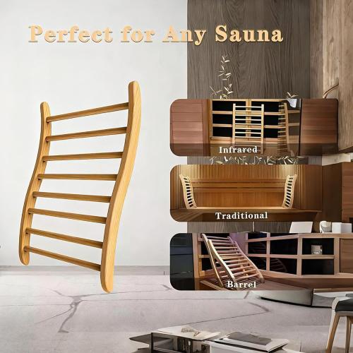 Loyly Accessories Wooden Ergonomic Backrest Slip-Resistant Comfortable S-Shaped Design Sauna Chair with Backrest, Sauna Accessories for Any Barrel or Infrared Sauna