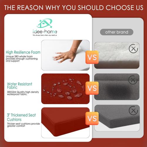 idee-home Outdoor Chair Cushions Set of 4, Thick 19 x 19 x 3 Patio Chair Cushions for Outdoor Furniture Waterproof with Ties, Outdoor Seat Cushion, Chair Pads Dining Chair Spice