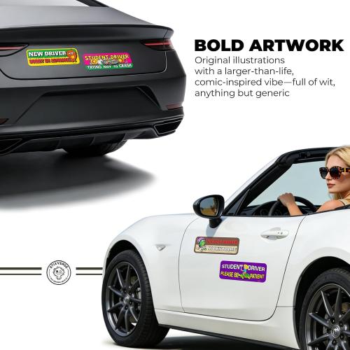 Student Driver Magnet for Car - Funny Reflective New Driver Magnet, Magnetic Student Driver Signs for Vehicle