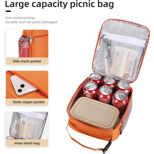 Lovoeo Lunch box Lunch bag for men women Insulated Lunchbox Lunch bags for Work Picnic Travel (Orange)