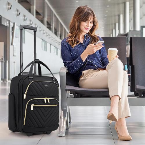 Carry-on Underseat 16-inch Luggage with Wheels, Softside Rolling Carry-on, Lightweight Travel Suitcase for Men Women, Personal Item Rolling Travel Bag