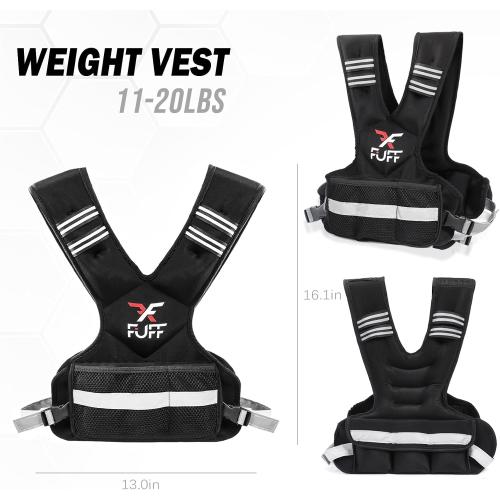 FUFF Weighted Vest Woman 4–10/11–20/20–32 Lb Unisex With 6 Weight Bags, Reflective Adjustable Weighted Vest For Walking, Exercise And Strength Training