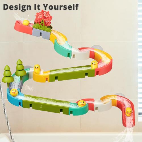 38 PCS Duck Slide Toys, Bath Toys for Kids Ages 4-8, DIY Building Kit for Ages 5-7, Bathtub Time Birthday Gifts for Toddler 3   Year Old