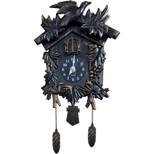 Chiming Classic Black Cuckoo Wall Clock Hanging Bird Clock Home Decor Christmas Clock Gifts