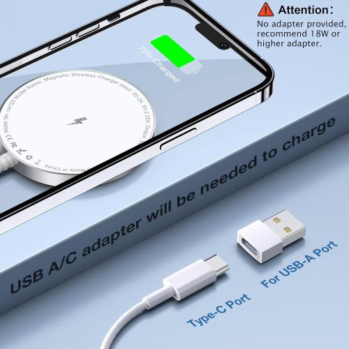 for MagSafe Charger: Magnetic Wireless Charging Pad for iPhone 17 16 15 14 13 12 Series & AirPods 4-2 Pro, Strong Magnet, Aluminum Alloy, USB-C/A Ports, Ultra-Thin & Portable, Ideal for Desk & Bedside